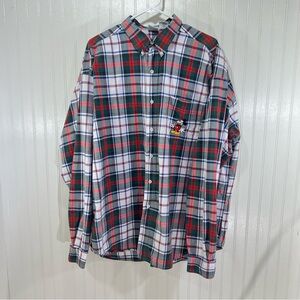 Disney Store Mickey Plaid Button Down Shirt XXL Vintage